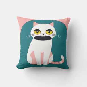 Katze mit kräftigen Farben und einem fröhlichen Au Kissen