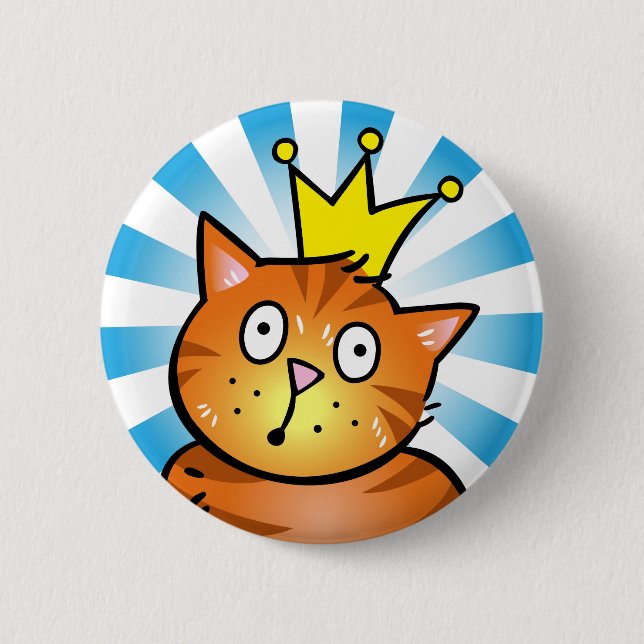 Katze mit Krone - Knopf Button (Vorderseite)