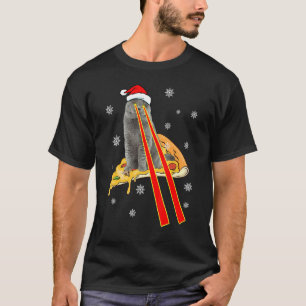 Katze mit Laser-Augen Lustige Pizza-Katze Weihnach T-Shirt