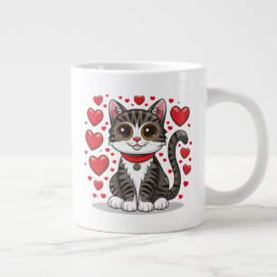 Katze mit Liebessymbolen Clipart-85245 Jumbo-Tasse