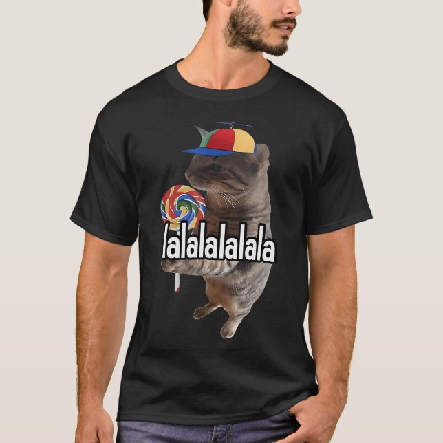Katze-mit-Lutscher-Meme T-Shirt (Vorderseite)