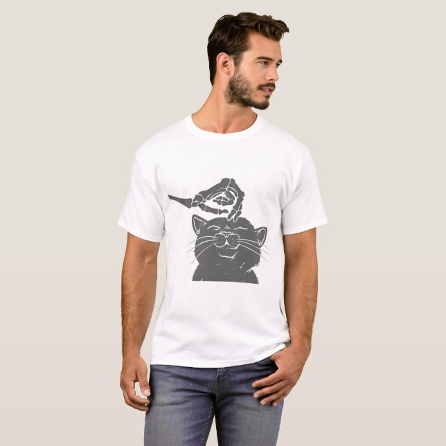 Katze mit menschlichem Skelett - Farbe auswählen T-Shirt (Vorne ganz)