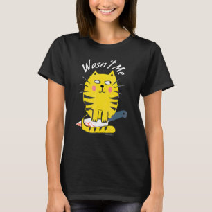 Katze mit Messer Es war nicht ich lustige Unglaubl T-Shirt