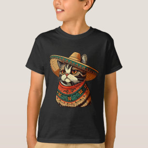 Katze mit mexikanischem Sombrero Katzenliebhaber M T-Shirt