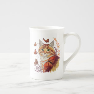 Katze mit Monarchschmetterlingen Prozellantasse