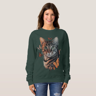 Katze mit Monarchschmetterlingen Sweatshirt