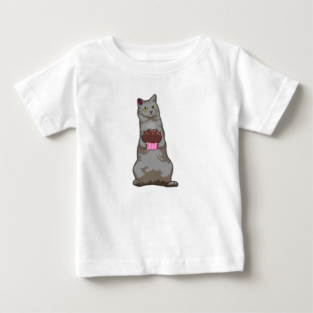 Katze mit Muffin Baby T-shirt (Vorderseite)