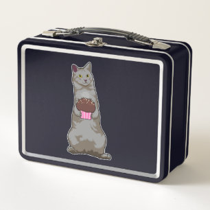 Katze mit Muffin Metall Brotdose