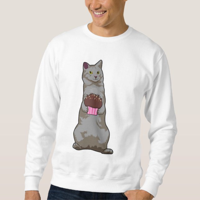 Katze mit Muffin Sweatshirt (Vorderseite)
