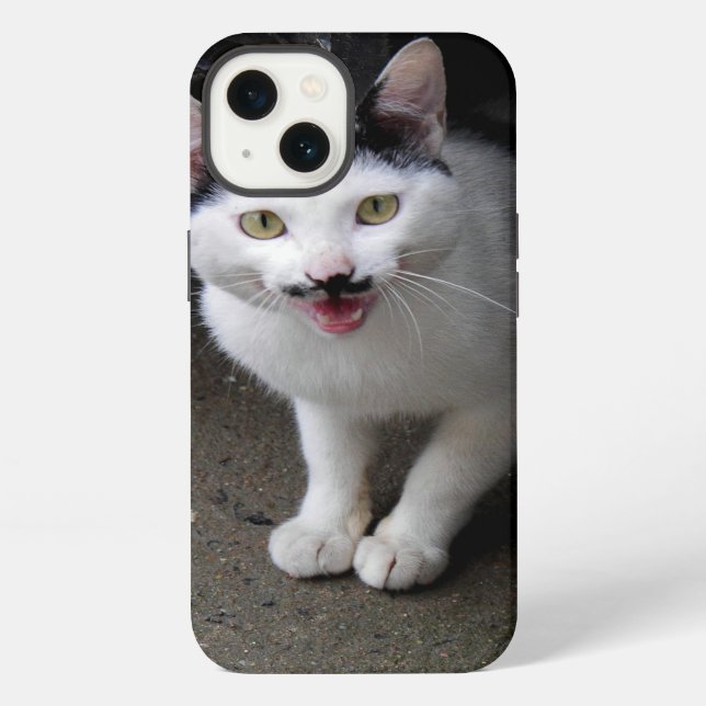 Katze mit Mustache iPhone Hülle (Rückseite)