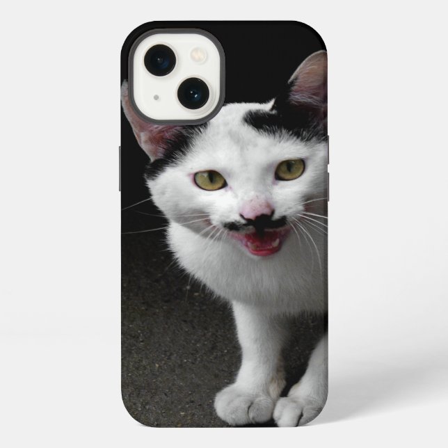 Katze mit Mustache iPhone Hülle (Rückseite)