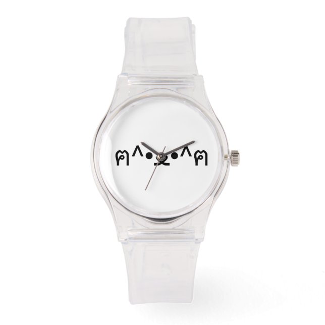 Katze mit Paws Emoticon ฅ^ ・ ع・ Japanisch Kaomoji Armbanduhr (Vorderseite)