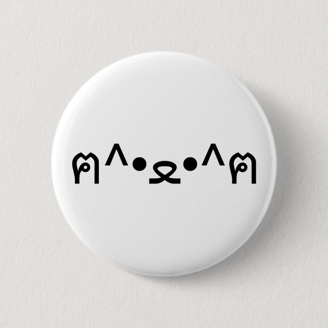 Katze mit Paws Emoticon ฅ^ ・ ع・ Japanisch Kaomoji Button (Vorderseite)