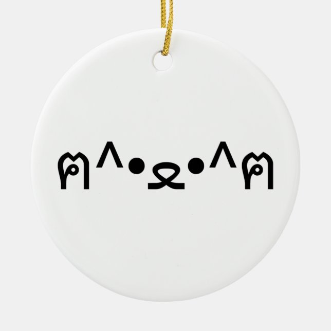 Katze mit Paws Emoticon ฅ^ ・ ع・ Japanisch Kaomoji Keramik Ornament (Vorne)