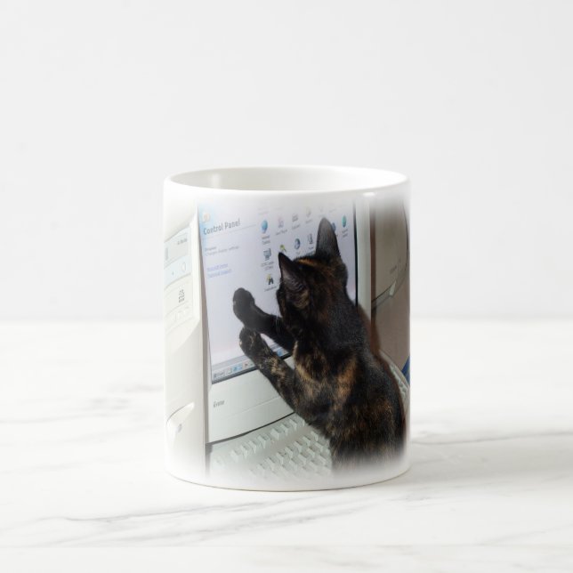 Katze mit PC Kaffeetasse (Mittel)