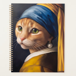 Katze mit Perlenohrring | Funny Vermeer Parody Planer
