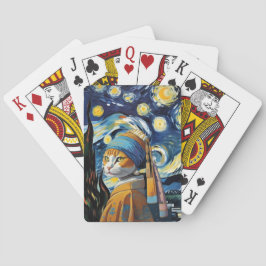 Katze mit Perlenohrring Spielkarten