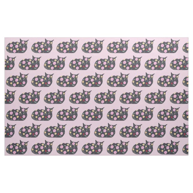 Katze mit Pflanze dekoriert Katzen können essen -  Stoff (Fat Quarter (45,7 x 55,9 cm))