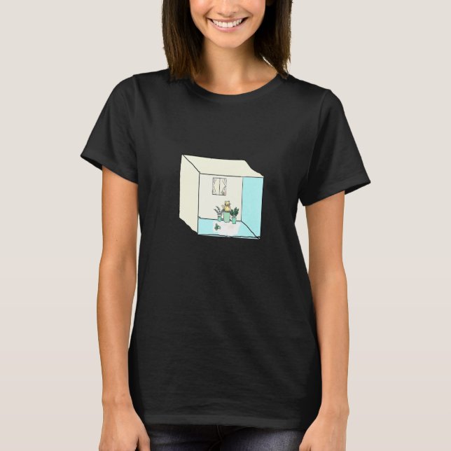 Katze mit Pflanze in einem Kasten T-Shirt (Vorderseite)