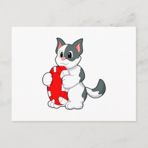 Katze mit Pokerchip Postkarte