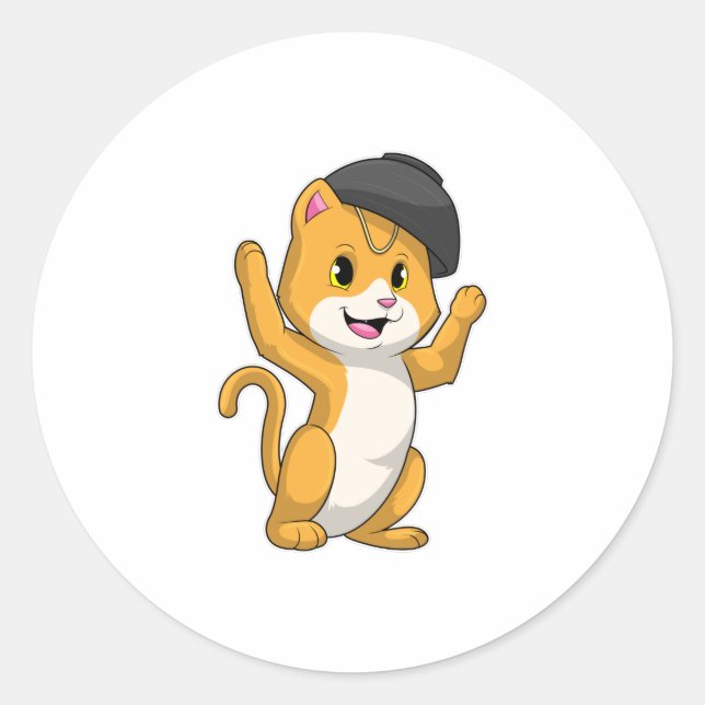 Katze mit Ramen Bowl Runder Aufkleber (Vorderseite)