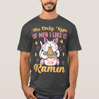 Katze mit Ramen-Design für Single T-Shirt