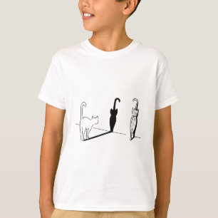 Katze mit Regenschirm Schattenkunst – Minimalistis T-Shirt