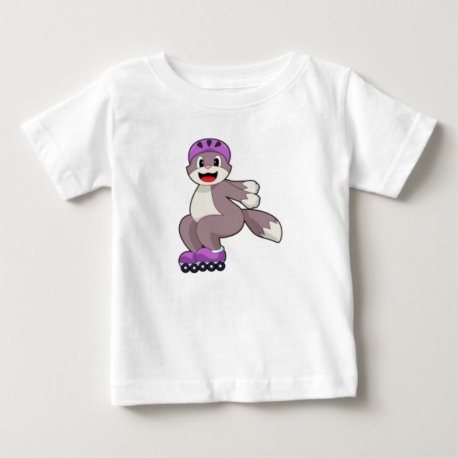 Katze mit Roller-Skaten Baby T-shirt (Vorderseite)