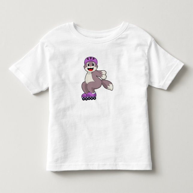 Katze mit Roller-Skaten Kleinkind T-shirt (Vorderseite)