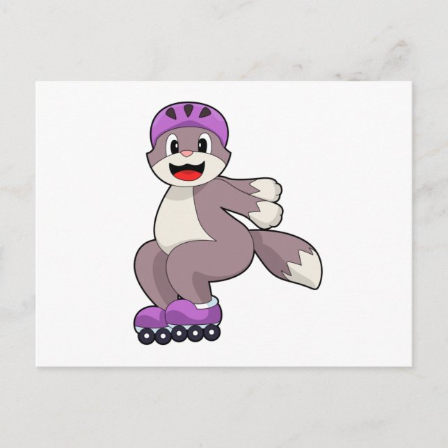 Katze mit Roller-Skaten Postkarte (Vorderseite)