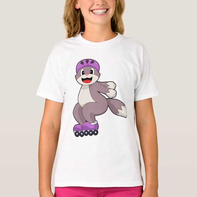Katze mit Roller-Skaten T-Shirt (Vorderseite)