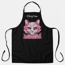 Katze mit rosa Rosen Personalisierte benutzerdefin Schürze