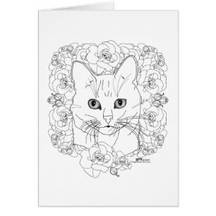 Katze mit Rosen