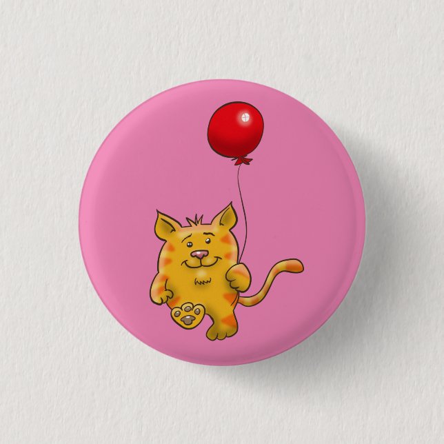 Katze mit rotem Ballon Button (Vorderseite)