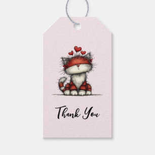 Katze mit roten Liebesherzen Süß und lustig Danke Geschenkanhänger