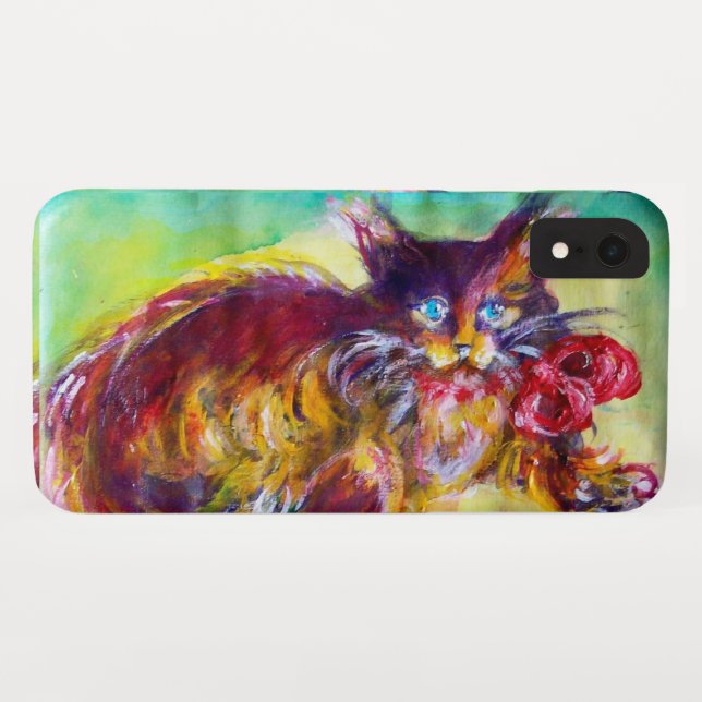 KATZE MIT ROTEN RIBBON UND SONNENBLUMEN Case-Mate iPhone HÜLLE (Rückseite (Horizontal))