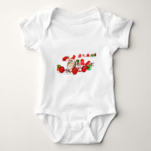 Katze mit roter Weihnachtsmannmütze Weihnachtsbaum Baby Strampler