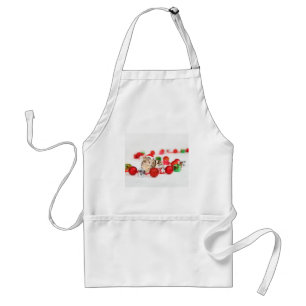 Katze mit roter Weihnachtsmannmütze Weihnachtsbaum Schürze
