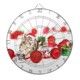 Katze mit roter Weihnachtsmannmütze Weihnachtsschm Dartscheibe