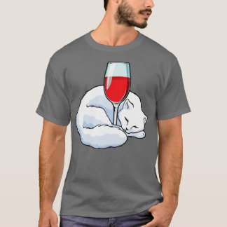 Katze mit Rotwein aus Glas 2 T-Shirt