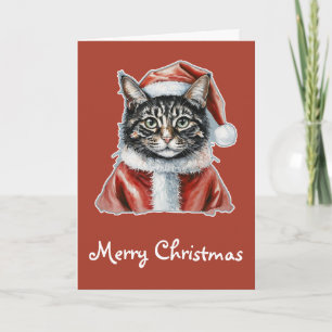 Katze mit Santa Claus Outfit - Weihnachten 1 Karte