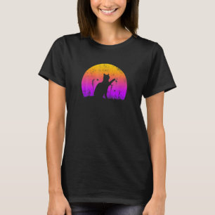 Katze mit Schmetterling Sonnenuntergang T-Shirt