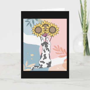 Katze mit Schmetterling und Sonnenblumen spielen Karte