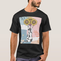 Katze mit Schmetterling und Sonnenblumen