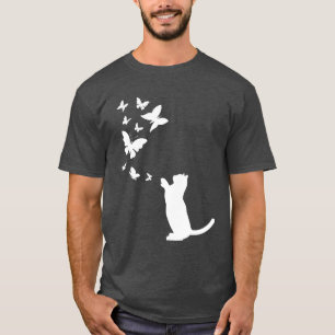 Katze mit Schmetterlingen Katze Katzenbesitzer Nie T-Shirt