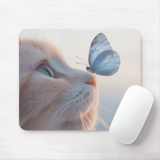 Katze mit Schmetterlingsmoptik Mousepad (Mit Mouse)