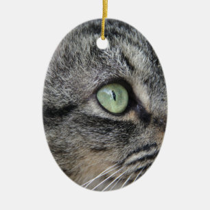 Katze mit schönen grünen Augen Keramikornament
