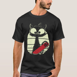 Katze mit Skateboard  Skateboard fahrende Katze Sü T-Shirt