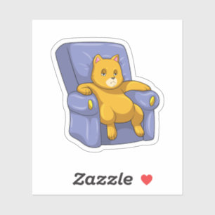 Katze mit Sofa Aufkleber