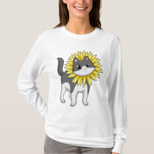 Katze mit Sonnenblume T-Shirt